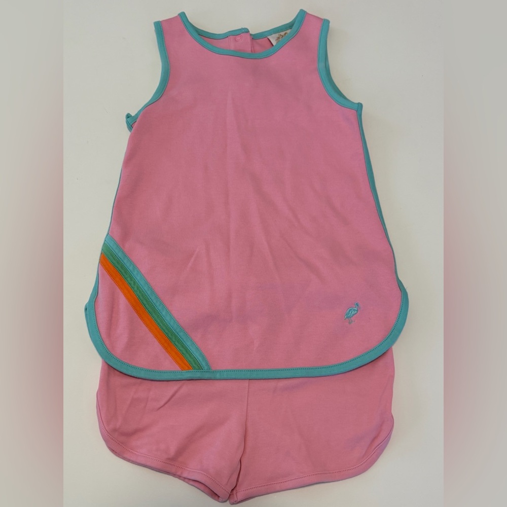 TBBC TAFFY TENNIS DRESS HAMPTONS HOT PINK WITH TURKS TEAL AND MULTICOLOR STRIPE